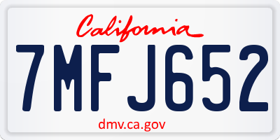CA license plate 7MFJ652