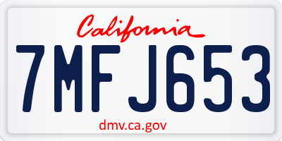 CA license plate 7MFJ653