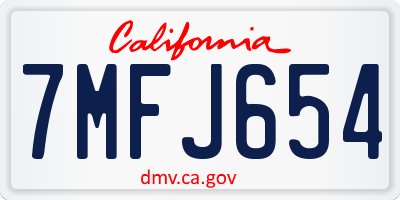 CA license plate 7MFJ654