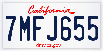 CA license plate 7MFJ655