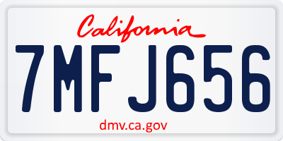CA license plate 7MFJ656