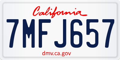 CA license plate 7MFJ657