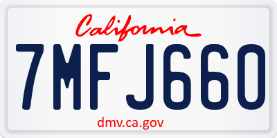 CA license plate 7MFJ660