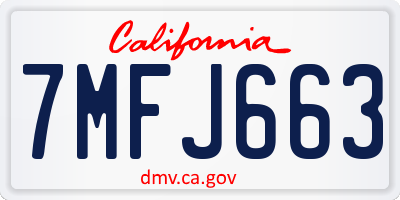 CA license plate 7MFJ663