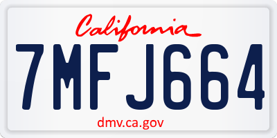 CA license plate 7MFJ664