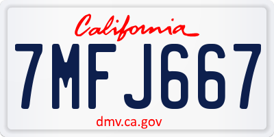 CA license plate 7MFJ667