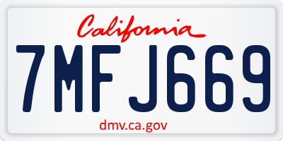 CA license plate 7MFJ669