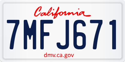CA license plate 7MFJ671
