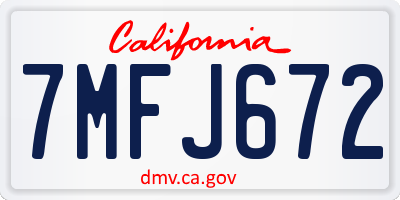 CA license plate 7MFJ672