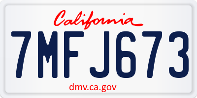 CA license plate 7MFJ673