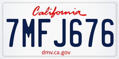 CA license plate 7MFJ676