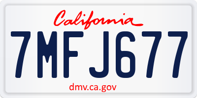 CA license plate 7MFJ677