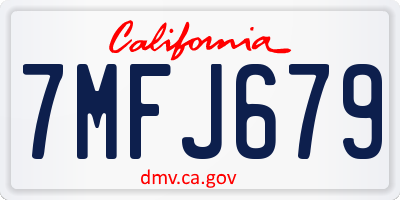 CA license plate 7MFJ679