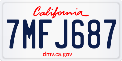 CA license plate 7MFJ687