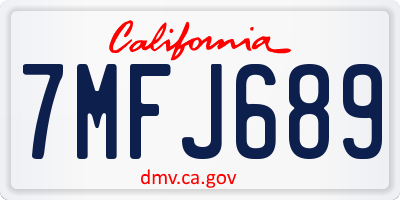 CA license plate 7MFJ689