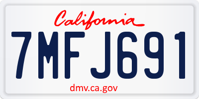 CA license plate 7MFJ691