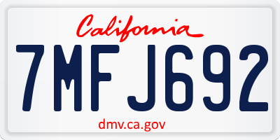 CA license plate 7MFJ692