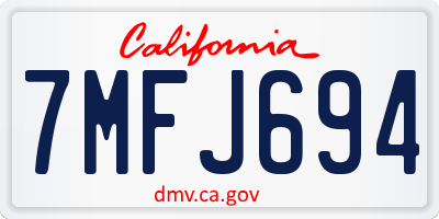 CA license plate 7MFJ694