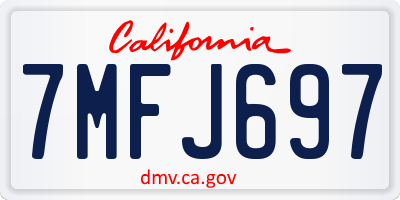 CA license plate 7MFJ697