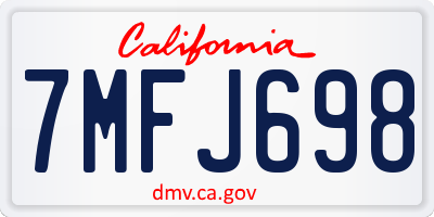 CA license plate 7MFJ698