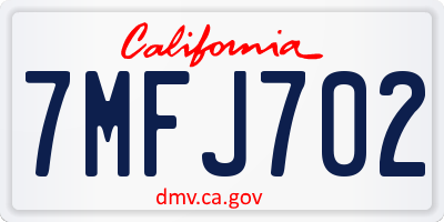 CA license plate 7MFJ702