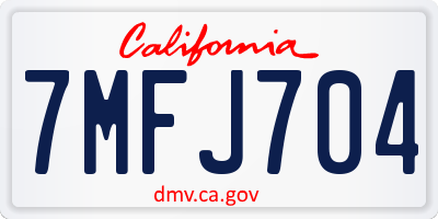CA license plate 7MFJ704