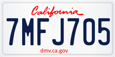 CA license plate 7MFJ705
