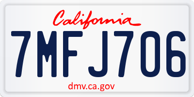 CA license plate 7MFJ706
