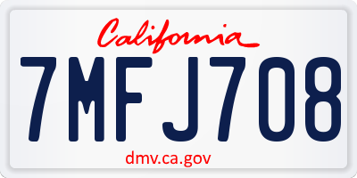 CA license plate 7MFJ708