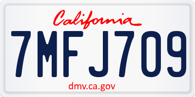 CA license plate 7MFJ709