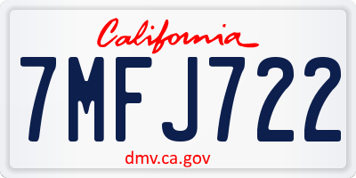 CA license plate 7MFJ722