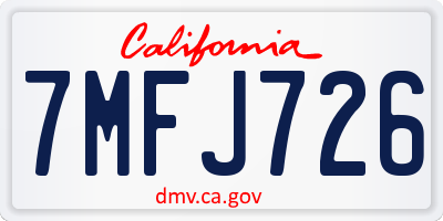 CA license plate 7MFJ726