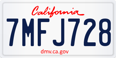 CA license plate 7MFJ728