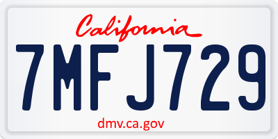 CA license plate 7MFJ729