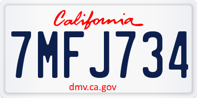 CA license plate 7MFJ734