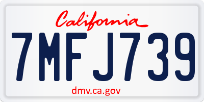 CA license plate 7MFJ739