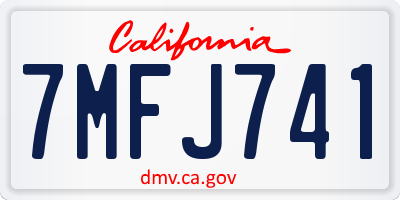 CA license plate 7MFJ741