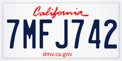 CA license plate 7MFJ742