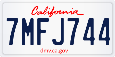 CA license plate 7MFJ744