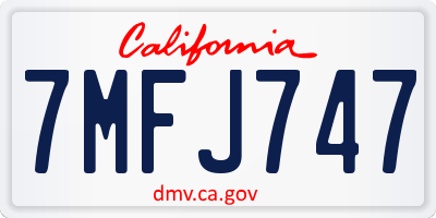 CA license plate 7MFJ747