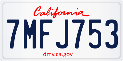 CA license plate 7MFJ753