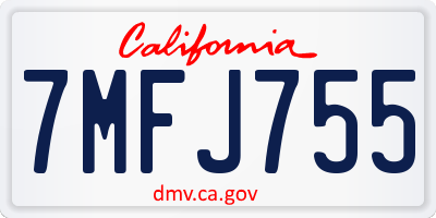 CA license plate 7MFJ755