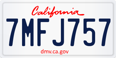 CA license plate 7MFJ757