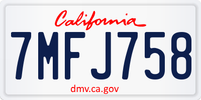 CA license plate 7MFJ758
