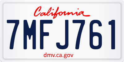 CA license plate 7MFJ761