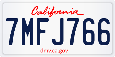 CA license plate 7MFJ766