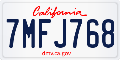 CA license plate 7MFJ768