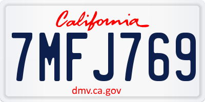 CA license plate 7MFJ769