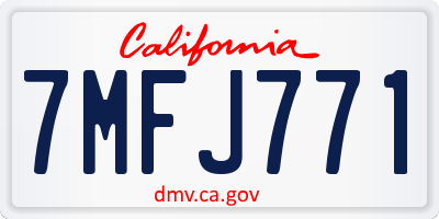 CA license plate 7MFJ771