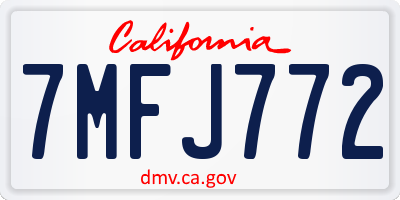 CA license plate 7MFJ772